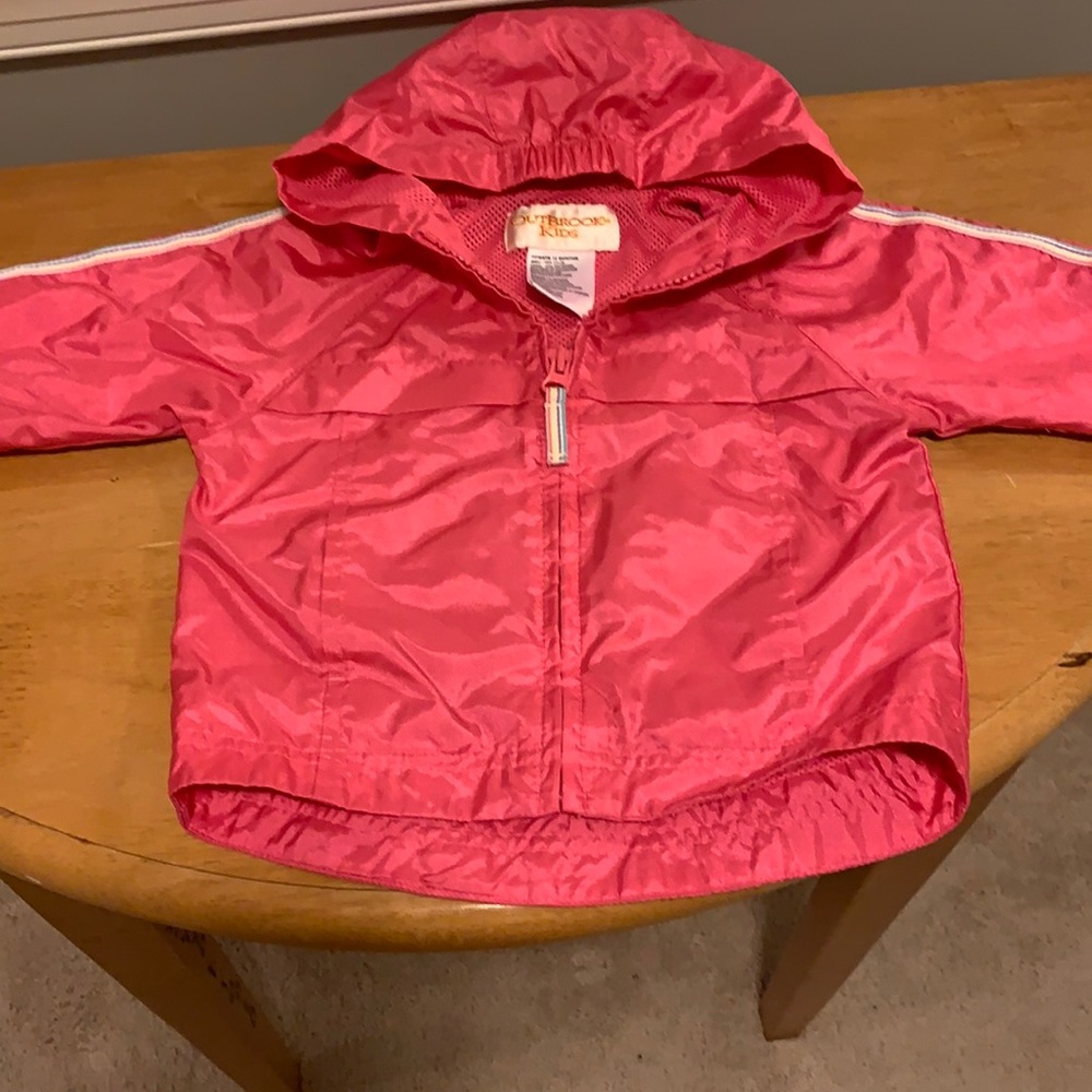 Outbrook Kids, pink rain jacket, girl size 12 months
